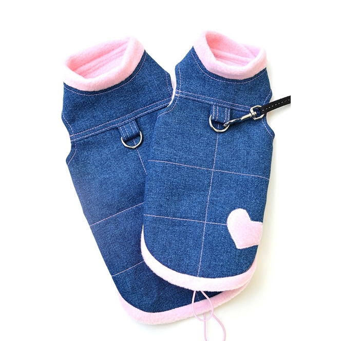 Džínová vesta Růžové srdíčko 