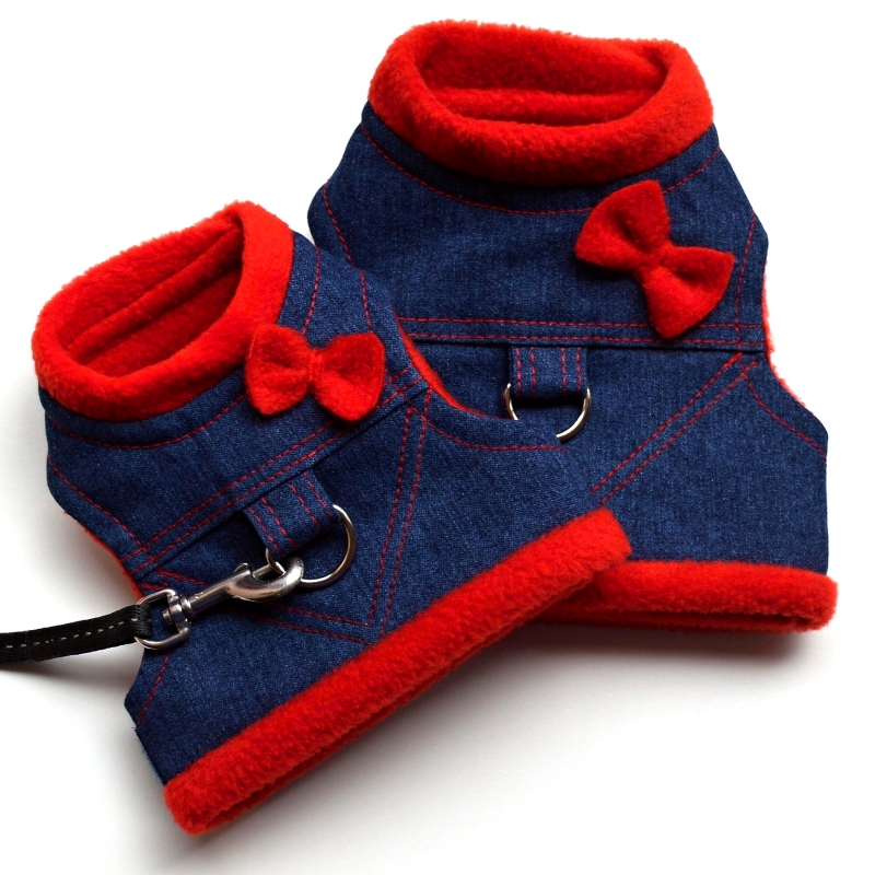 Džínové kšíry Červené s mašlí