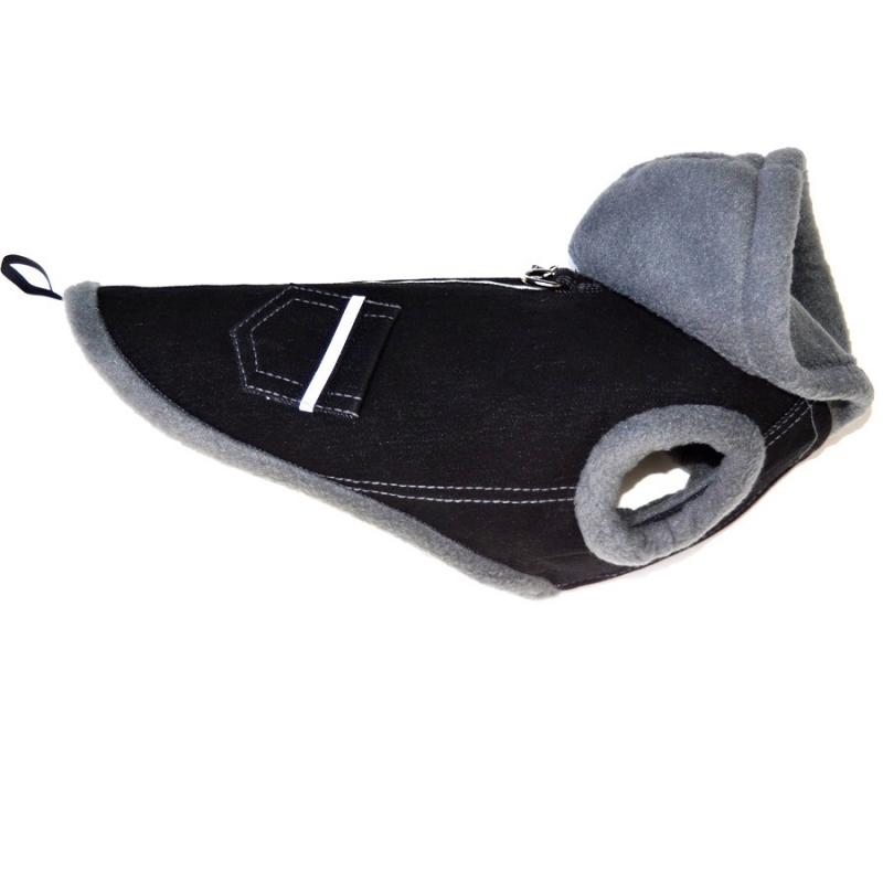 Džínová bunda + přívěsek  Černá s reflexním proužkem