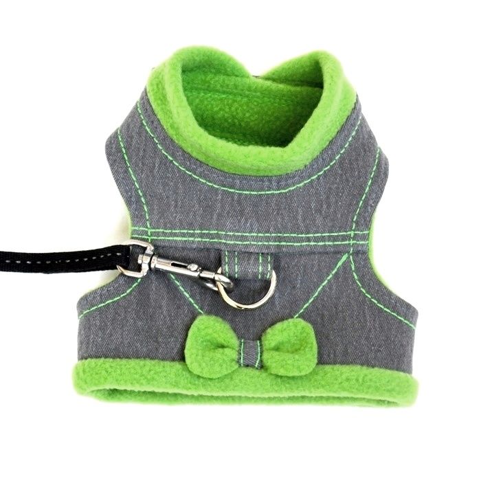 Džínové kšíry Šedé - zelená mašlička