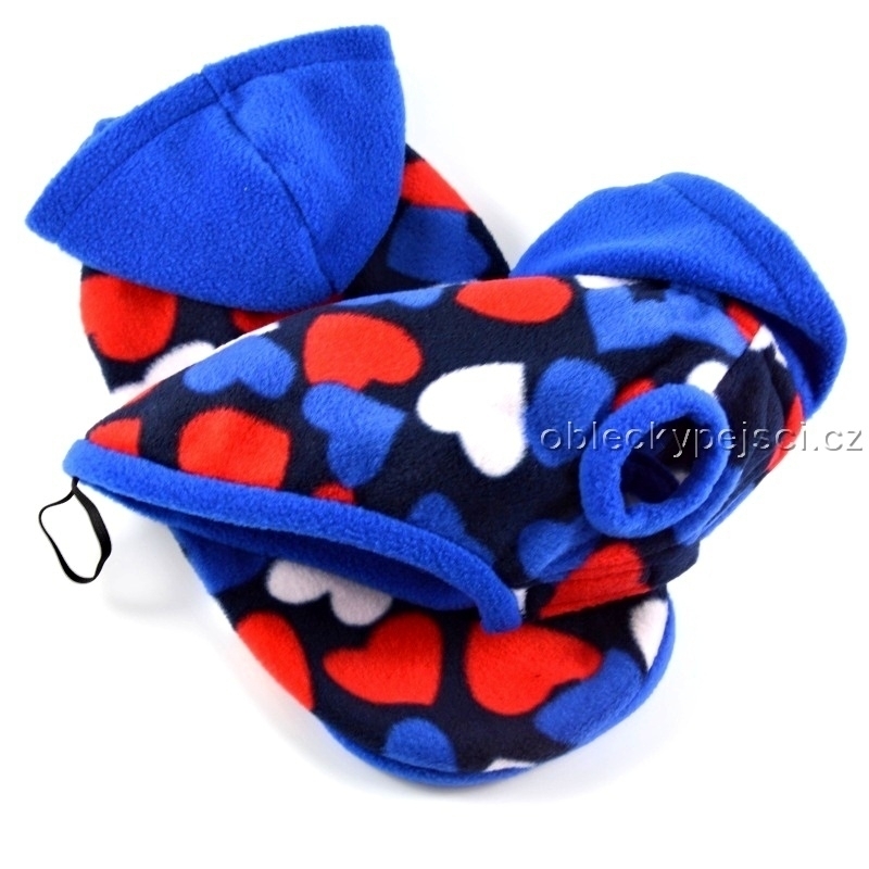 Mikina pro psí kluky Modrá - srdíčková