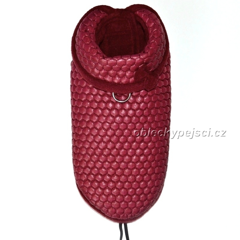 Zimní bunda pro psí holky Vínová s límcem