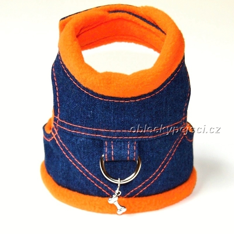 Džínové kšíry Modro - oranžové + přívěsek kost