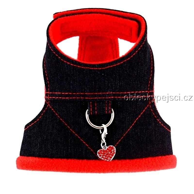 Džínové kšíry + přívěsek  Černo - červené