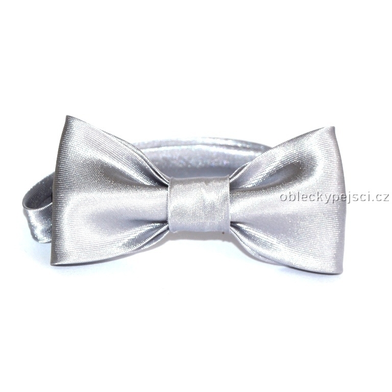 Saténový motýlek Stříbrný