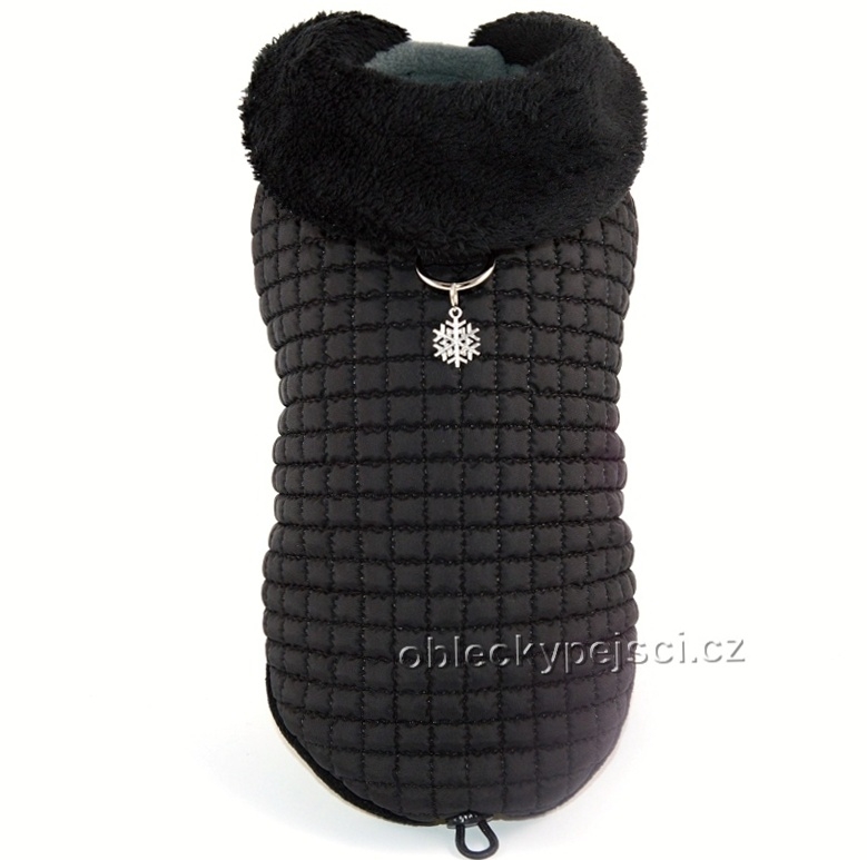 Zimní bunda pro psí kluky  Černá s límcem + přívěsek 