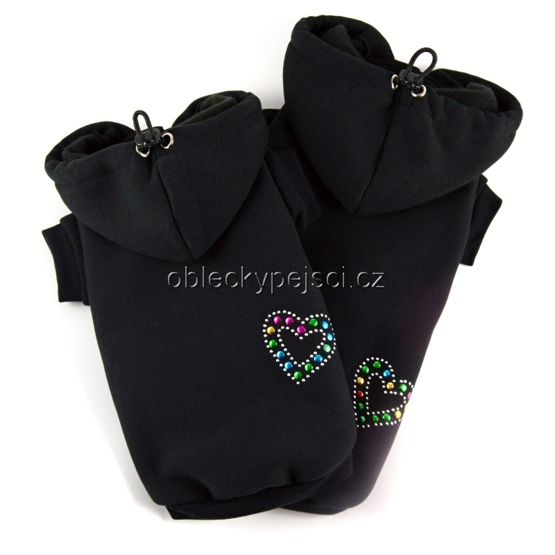 Mikina pro psí holky Černá se srdíčkem