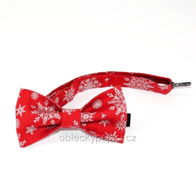 Vánoční motýlek červený Stříbrná vločka