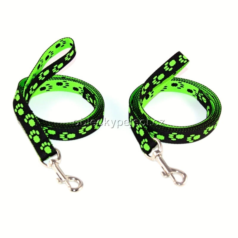 Vodítko tlapka Černo - zelené