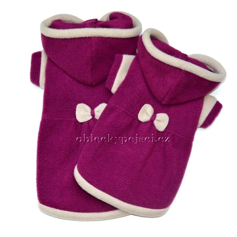 Mikina pro psí holky Vínovo - fialová s mašličkou