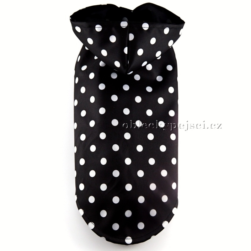 Šusťáková pláštěnka pro psí holky Bílý puntík - posl. vel. S