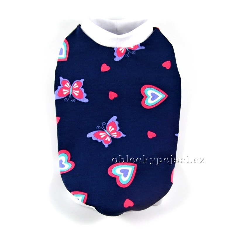 Tričko pro psí holky Modré se srdíčky