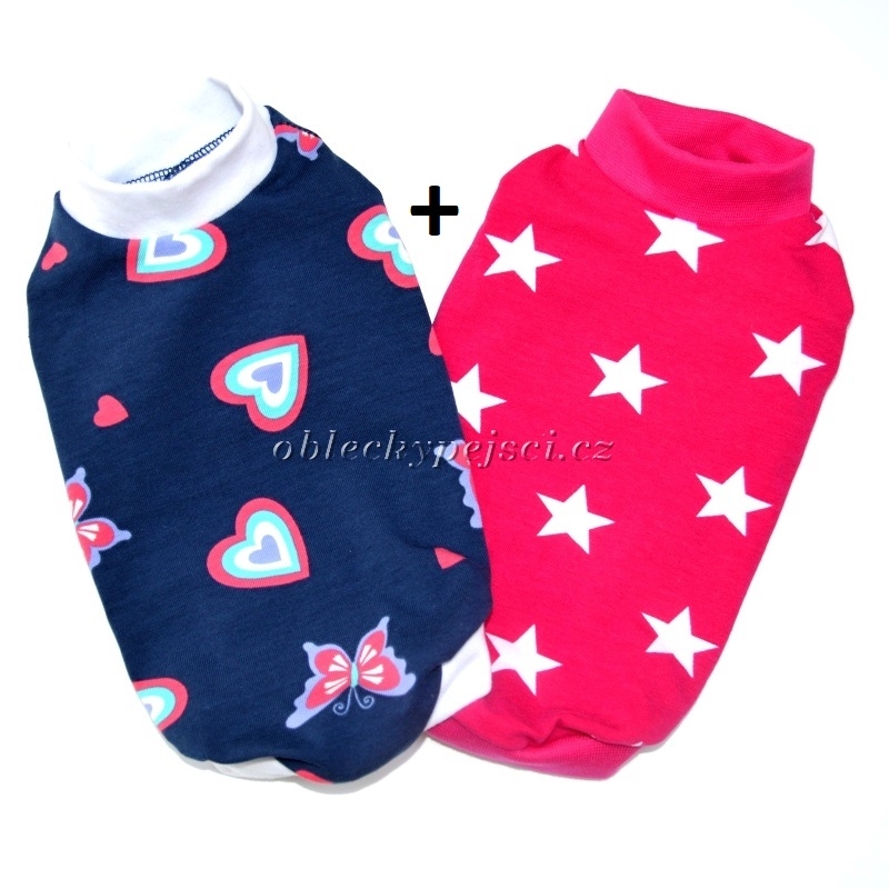 Dvě trička pro psí holky vel. XS