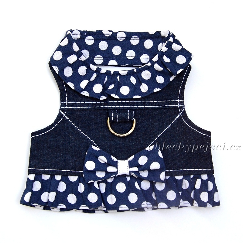 Džínové kšíry-poslední vel. S Tmavě modré - bílý puntík