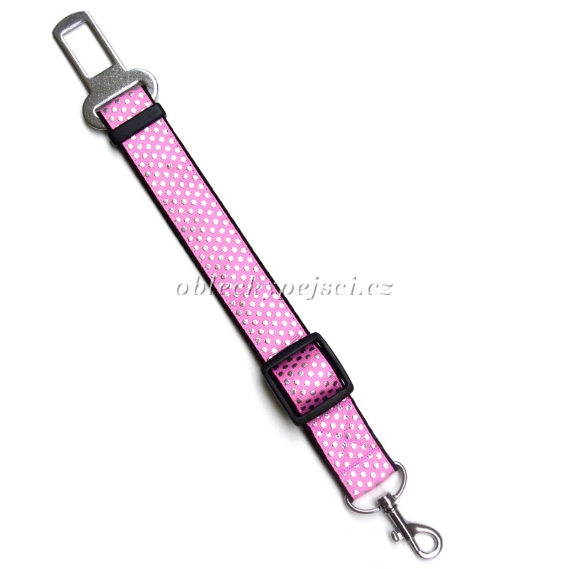 Pás do auta růžový Stříbrný puntík