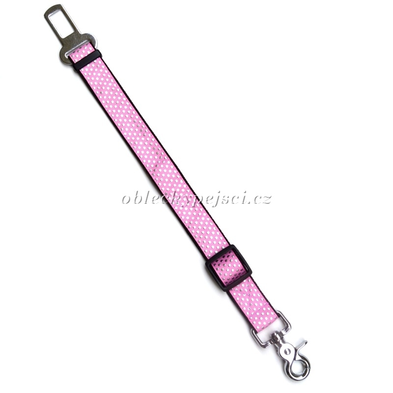 Pás do auta vel. L Růžový - stříbrný puntík 