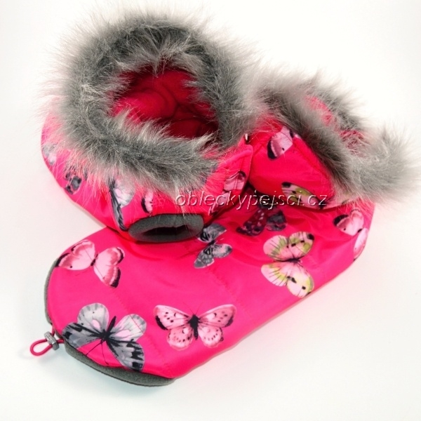 Zimní bunda růžová Motýlek 