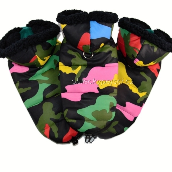 Zimní bunda Barevná maskáčovka s volbou pohlaví pejska