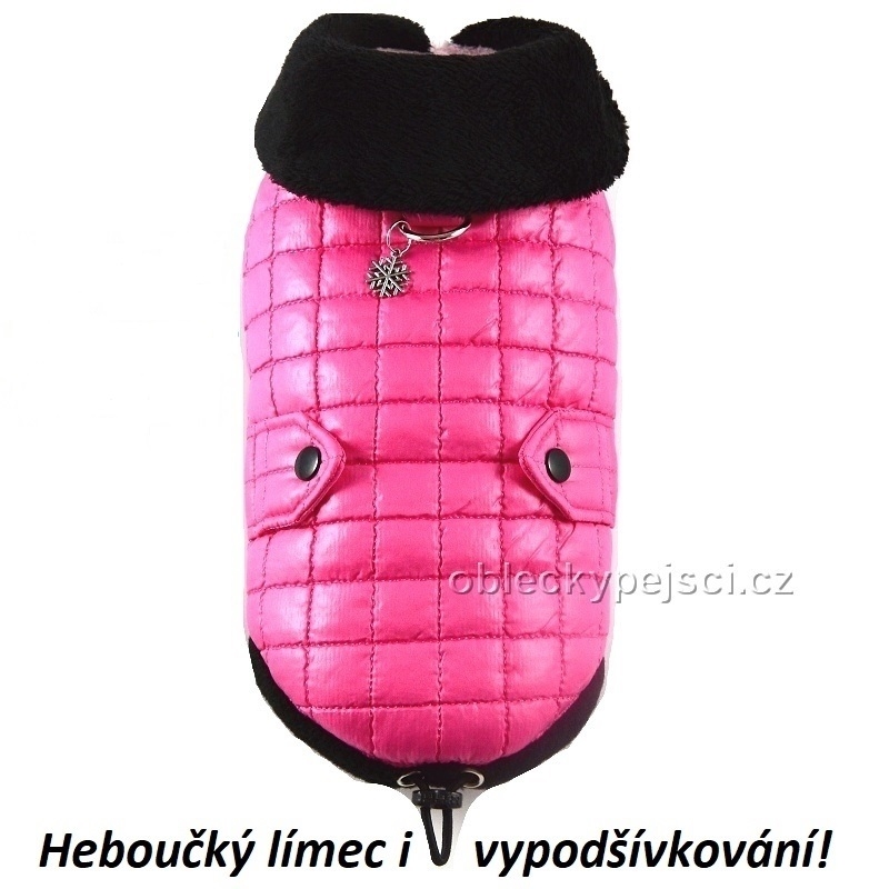 Zimní bunda pro psí holky Růžová s límcem
