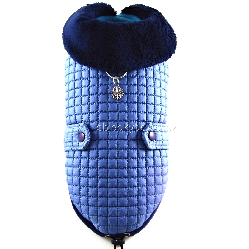 Zimní bunda pro psí kluky Modrá s límcem