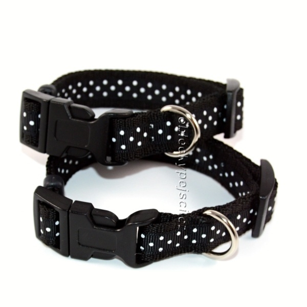 Obojek černý Bílý puntíček