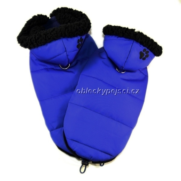 Zimní bunda pro psí kluky Modrá - černá tlapka