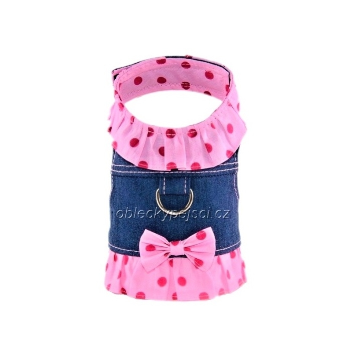 Džínové kšíry s mašličkou Růžové volánky