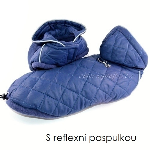 Zimní bunda pro psí kluky Modrá s kapucí 