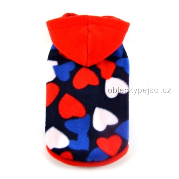 Mikina pro psí holky Červená - srdíčková