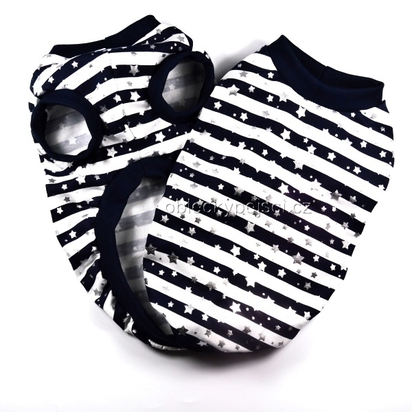 Tričko pro psí kluky Modro - bílé s hvězdičkami