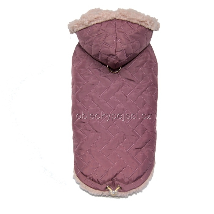 Bunda pro psí holky Tlumená ostružina s kapucí
