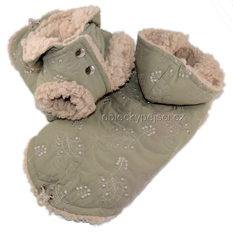 Zimní bunda pro psí holky Béžová vyšívaná s beránkem