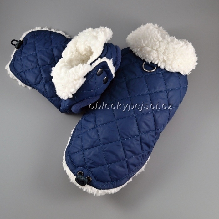 Bunda pro psí kluky  Modrá se smetanovou sherpou