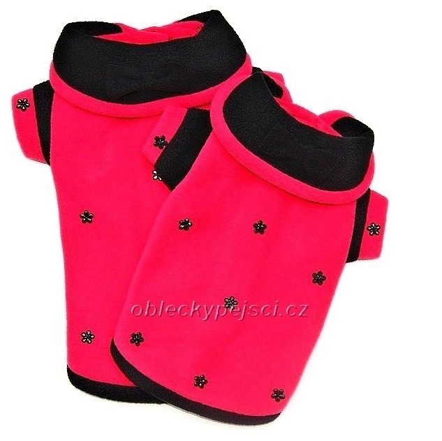 Mikina  Sytě růžová s černým límcem