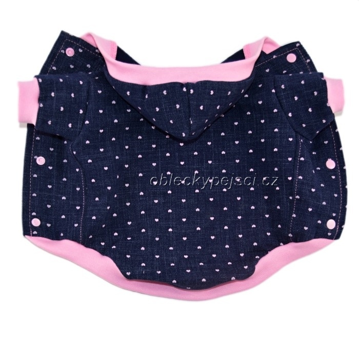 Tepláková mikina Džínový efekt se srdíčky