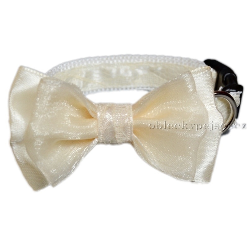 Svatební obojek Smetanový s dvojitou mašlí