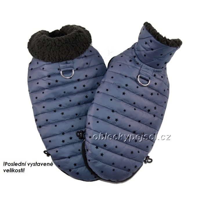 Zimní bunda s límcem Modrá s hvězdičkami 