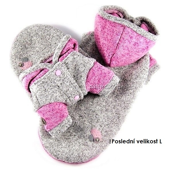 Svetr  Šedo - růžový melír