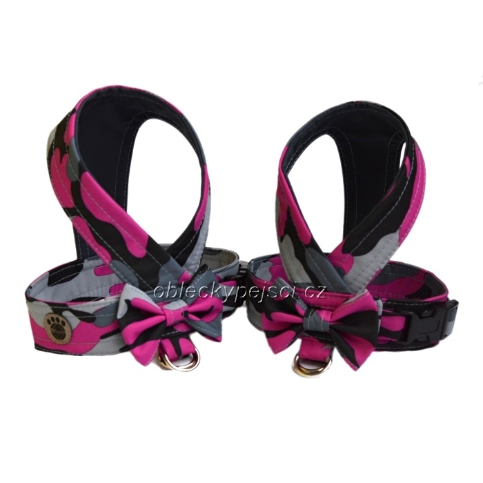 Letní kšíry s mašličkou Růžový maskáč