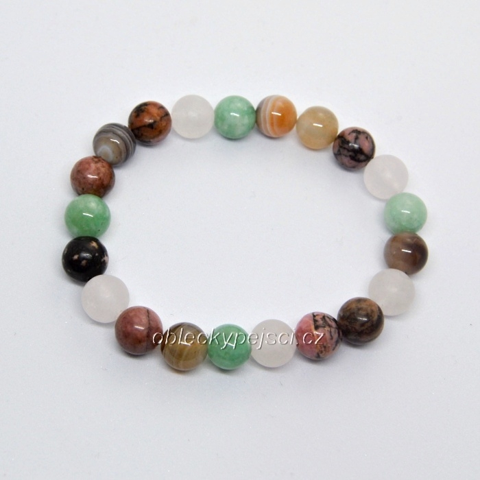 Náramek z minerálů Avanturín, Růženín, Jaspis