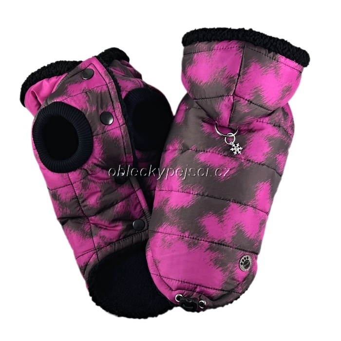 Zimní bunda růžová Černá sherpa