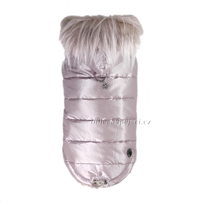 Zimní bunda s kožešinkou Pudrově růžová