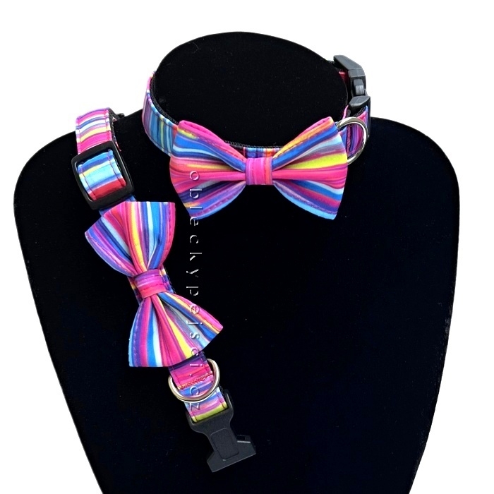 Obojek s mašličkou Barevný proužek