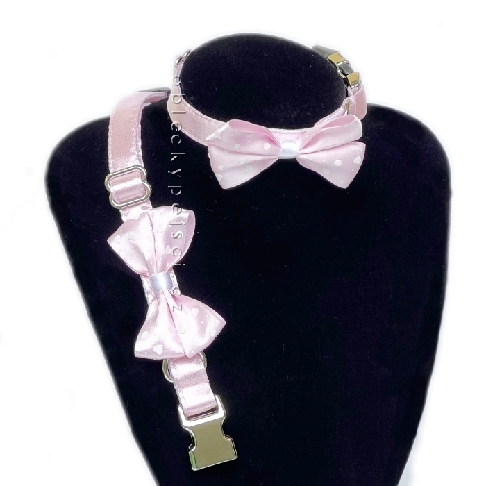 Svatební obojek Růžový se srdíčky