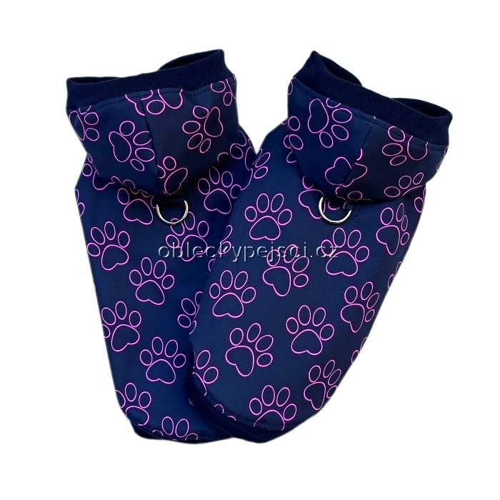 Letní softshellka/pláštěnka Růžové tlapky na černé