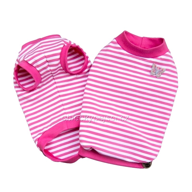 Tričko s motýlkem Růžový proužek