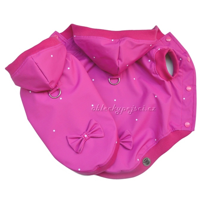 Letní softshellka / pláštěnka  Růžová - bílý puntíček