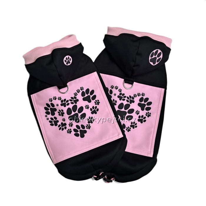 Softshellka jaro/podzim/zima Černo - růžová Tlapka