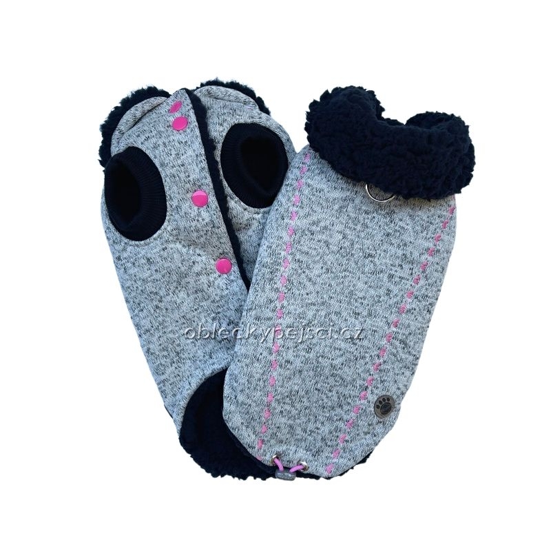 Zimní svetr s beránkem Šedý se srdíčky