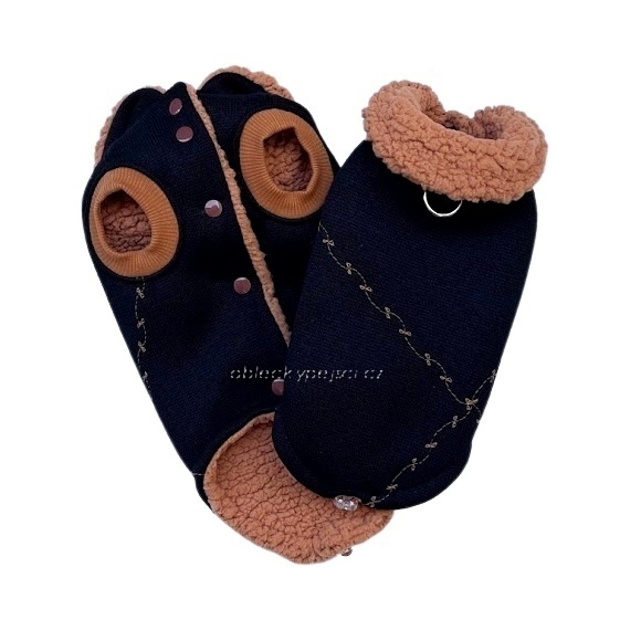 Zimní svetr s beránkem Černo - skořicový